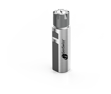 CS-16-220-070: ER16 Collet Sleeve Ø22 x70mm Shank w/Flat, Thru w/Stop, Mini-Nut