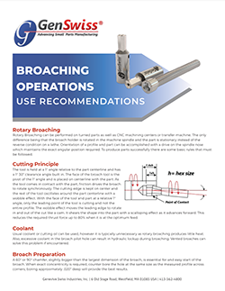 Rotary Broaching Recommendations