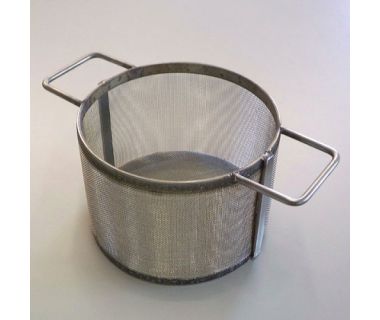MiJET® SS Parts Basket - fine mesh, with 2 handles - 8" dia. flat top, 15.0" x 7.25" x 5.0"