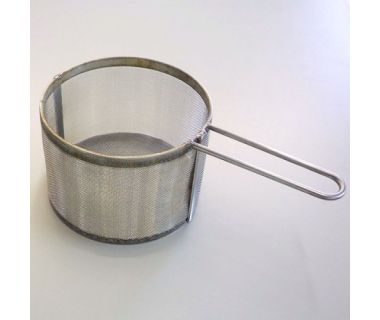 MiJET® SS Parts Basket - fine mesh, with 1 handle - 8" dia. angled top, 13.0" x 7.25'" x 5.0"