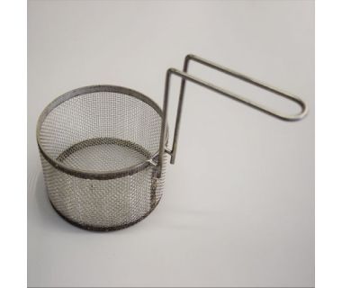 MiJET® SS Parts Basket - fine mesh, with 1 handle - 8" dia. angled top, 13.5" x 7.25'" x 9.75"
